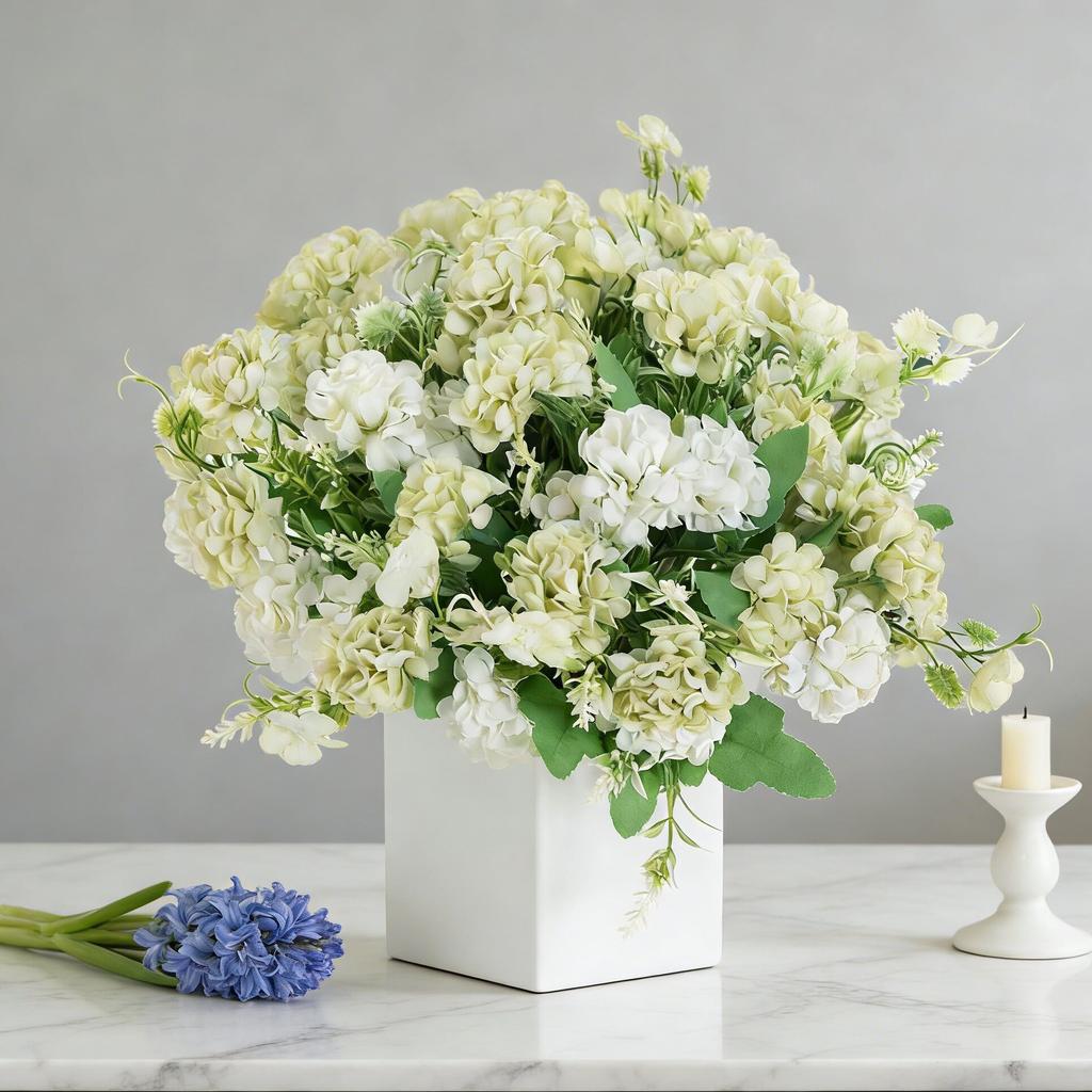 Artificial Flowers Silk Hydrangea Bouquet Home Room Wedding Bridal Bouquets Outdoor Garden Festival Party Diy GiftBox Decoration