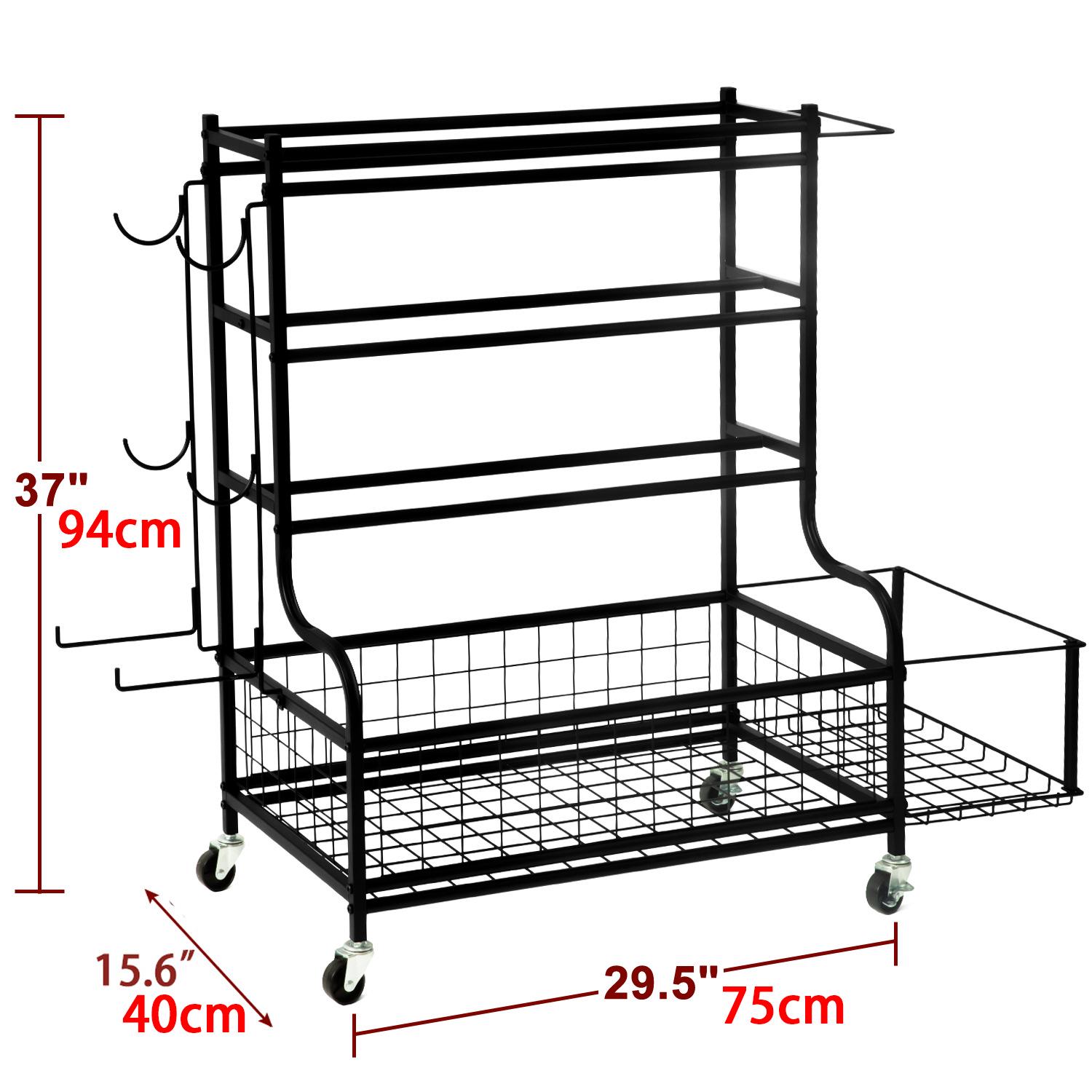Three-Tier Steel Dumbbell and Gear Storage Rack 75x40x94cm