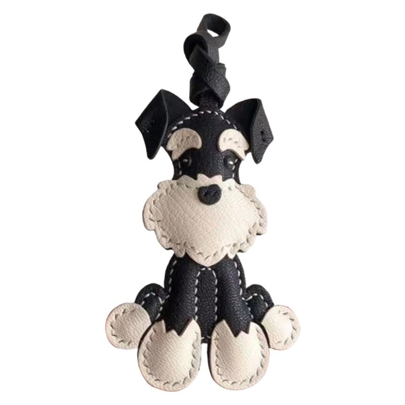 Elegant Schnauzer Dog Keychain Fashionable Schnauzer Leather Key Chain Charm Handcrafted Keychain for Gifts