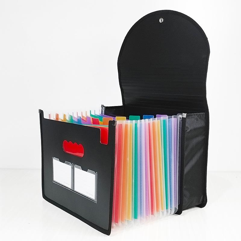 A4 Accordion File Folder with 25 Pockets, Color Inner Pages, and Lanyard Flap (PP Material)