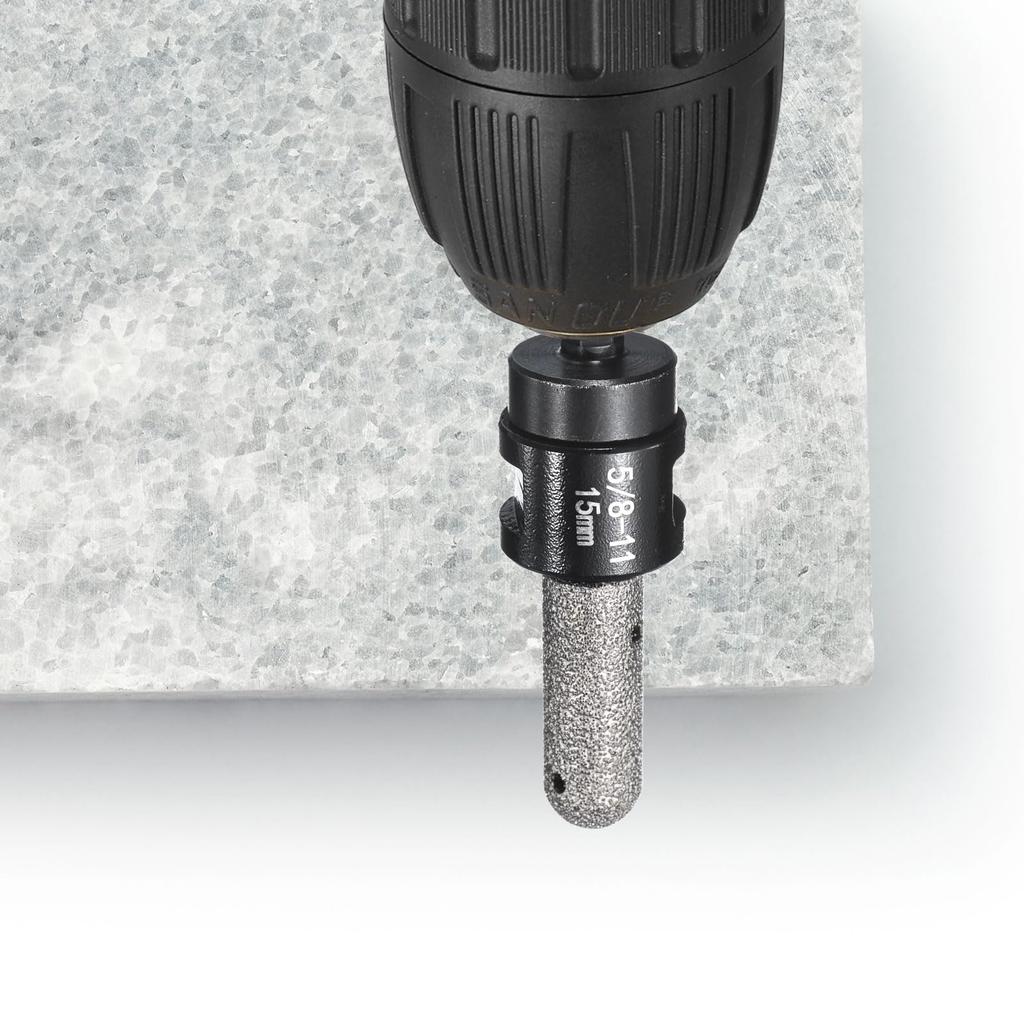 Uxcell Diamond Finger Milling Bit, 15mm, 2-Hole, 5/8"-11 Screw, for Marble Countertops, Hole Enlargement and Shaping, Black