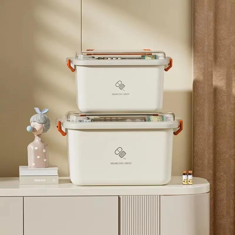 Medikamentenbox mit großer Kapazität, tragbares Erste-Hilfe-Set für zu Hause, Notfall-Medikamentenbox für die Familie mit mehrschichtigem Medikamentenaufbewahrungskoffer