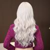 Professional  White Blonde Long Wavy Synthetic Wigs with Bangs for Black Women Halloween Cosplay Party Daily Wig Natural Hair Heat Resistant