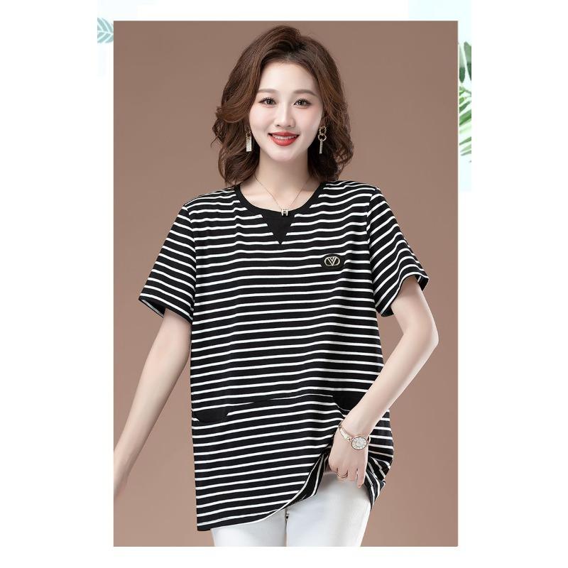 Striped Short-sleeved T-shirt for Women New Summer Top Stylish Half-sleeved T-shirt