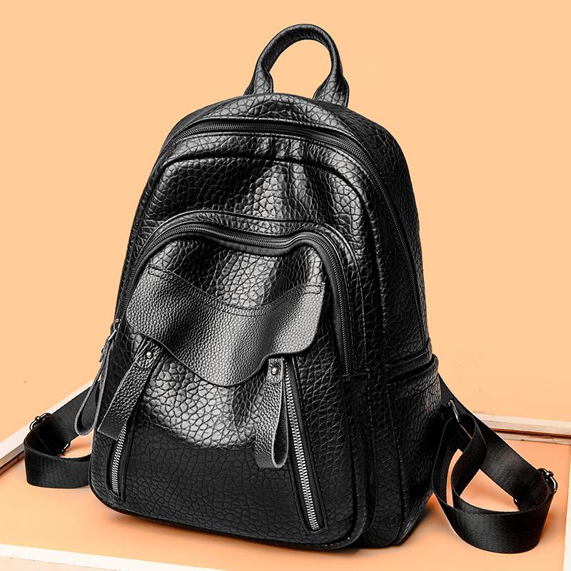 New Version of Soft Leather Women's Backpack for Women's New Style Pure Soft Leather Backpack Large Capacity Student Schoolbag Women's Bag