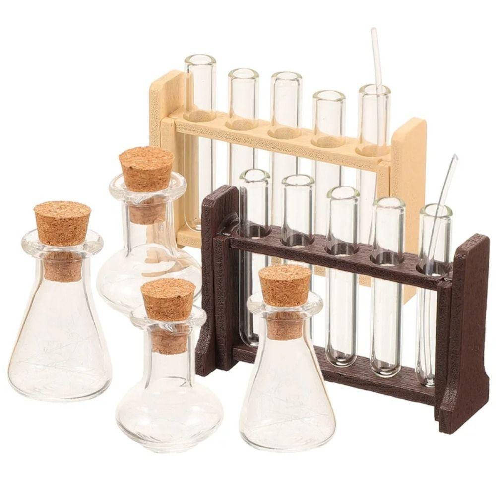 Measuring Cup Simulated Glass Test Tube With Wooden Rack Miniature Measuring Cup Kids Gift