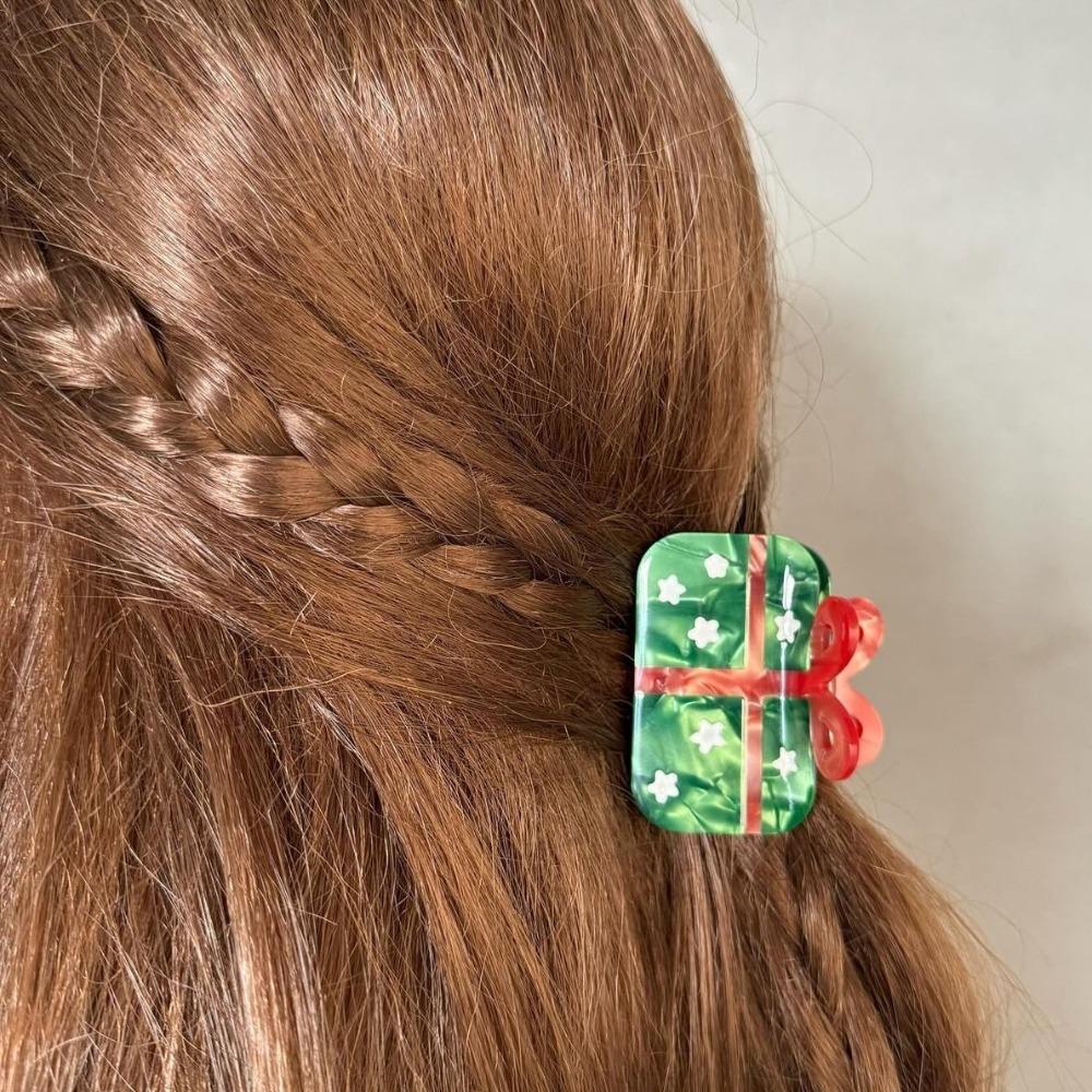 Bell Acetic Acid Hair Claw Bow Creative Shark Clip Fashion Christmas Shark Clip  Festival