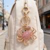 Keychain Pendant DIY Accessories Sparkling Faux Crystal Beads Crab Charm Key Ring Backpacks Handbags Accessories