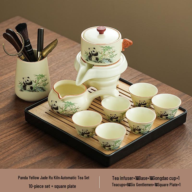 Panda Ru Kiln Kung Fu Tea Set: 2024 Gaiwan & Teapot, Ideal for Home or Gift