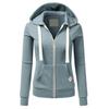 Women's Casual Solid Color Sports Hooded Zipper Jacket Sweatshirt Cardigan Top
