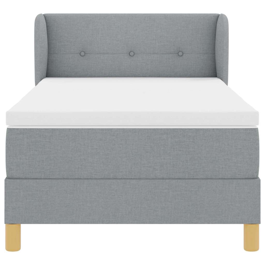 Boxspring Bed with Headboard Light Gray 80 X 200 Cm Fabric
