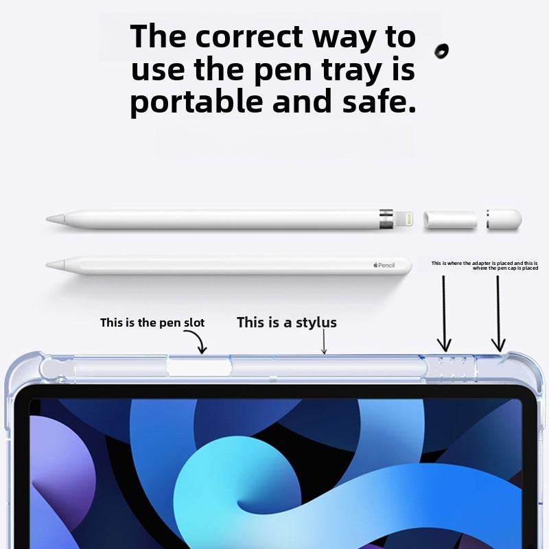 For IPad 10.2inch Pen Slot Protective Case 10.9inch Airbag Anti-Drop Air45 Pro11 Transparent