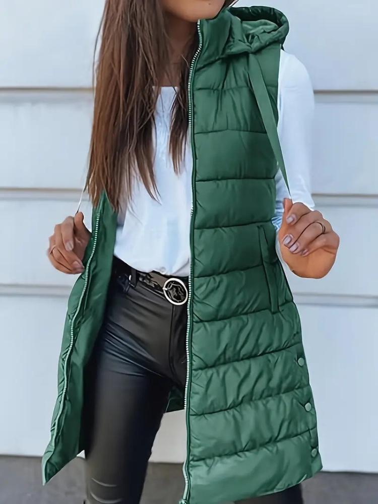 Women's Hooded Puffer Vest, Casual Winter Outfit