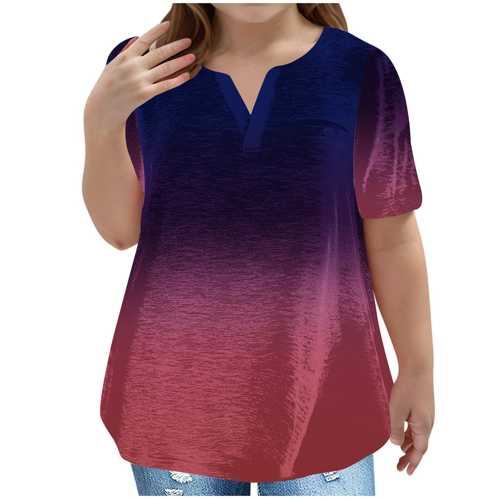 

Children s Plus-size T-shirt Gradient Casual Fashion V-neck Short-sleeved Pocket Top 150