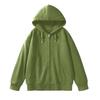 Womens Oversized Long Sleeve Hooded Zip-Up Top Loose Fit Mid-Length Casual T-Shirt In Milk Silk Fabric