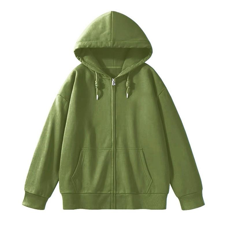 Womens Oversized Long Sleeve Hooded Zip-Up Top Loose Fit Mid-Length Casual T-Shirt In Milk Silk Fabric