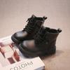Children's Autumn Boots Thick Bottom Black Boots for Girl Causal School Versatile Kids Fashion Platform Ankle Boots Round-toe