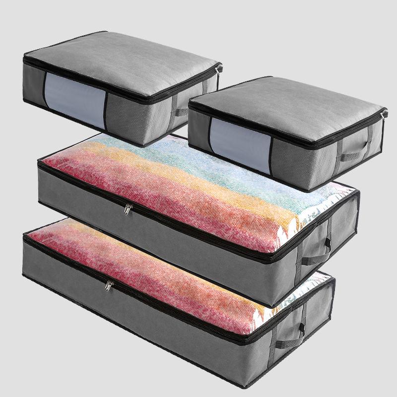 

Большая вместительная сумка для хранения одеяла, нетканый ящик для хранения одежды, органайзер для гардероба для одежды, органайзер для спальни, шкафа, хит продаж 2pc S+2pc L