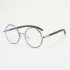 00102 Retro Japanese Metal Big Round Glasses Frame Men And Women Myopia Plain Light Wood Grain Legs Literary Frame
