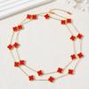 13mm Lucky 20 Flowers Four-leaf Clover Necklace 90cm Reversible Sweater Chain
