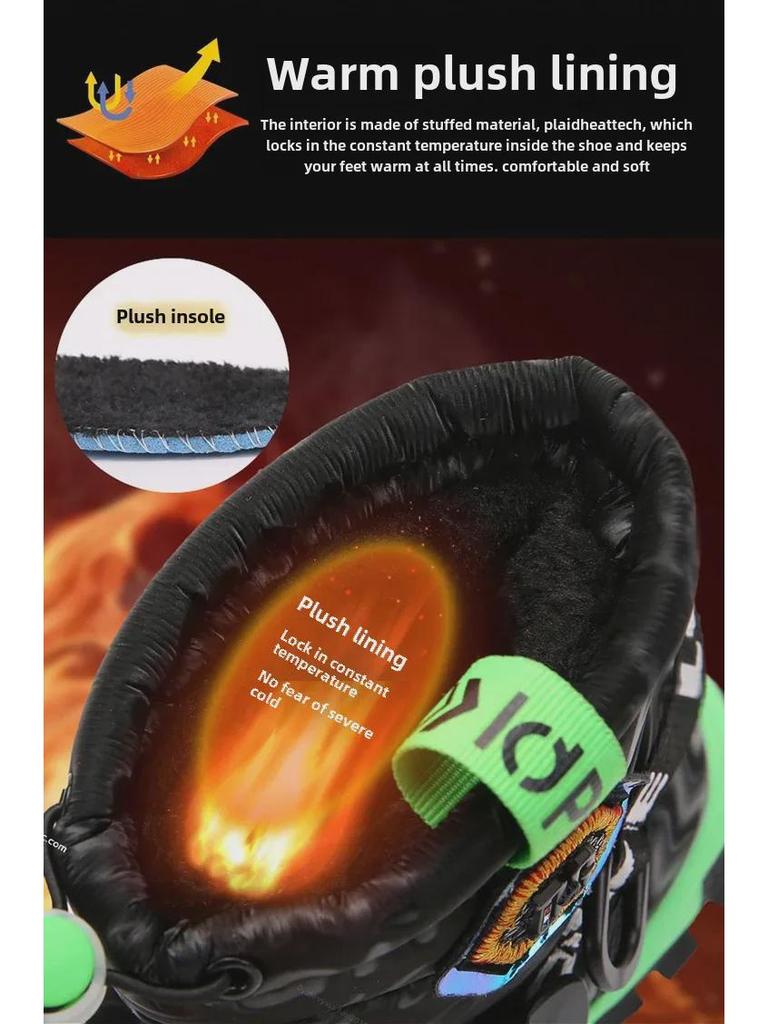 Northeast Kids' Waterproof Winter Snow Boots with Thick Velvet Lining