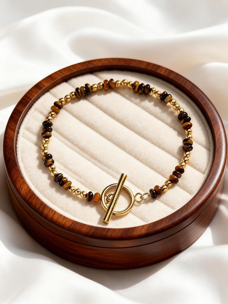 Boho Natural Stone Beaded Bracelet for Women Toggle Clasp Crystal Bead Chain Bracelet Chic Design Stainless Steel Jewelry Gift
