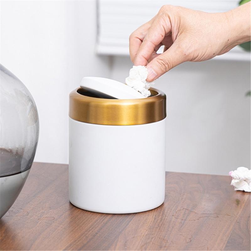 Mini Trash Bin Space Saving Brushed Stainless Steel Trash Can for Table Top Use In Kitchens and Offices Waste Container