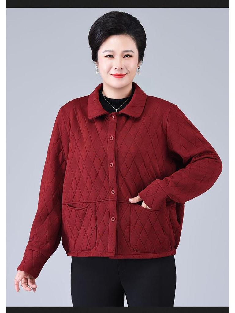 Plus Size Windbreaker for Middle-Aged and Elderly Women - Spring/Autumn Lapel Jacket