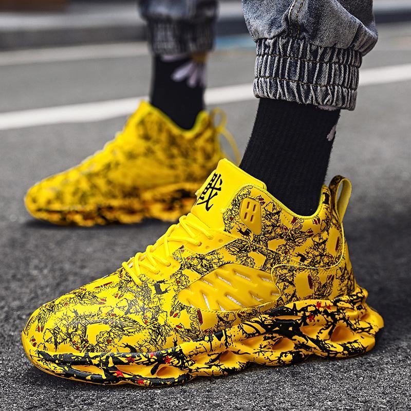 Scarpe da basket sportive da uomo, autunno e inverno, in pelle, antiscivolo, ultraleggere, graffiti, da uomo