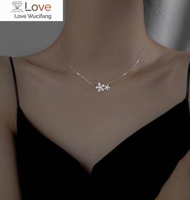 Collier ras du cou avec pendentif en forme de fleur en cristal en argent sterling 925 pour fille et femme, bijoux de fête de mariage, flocon de neige