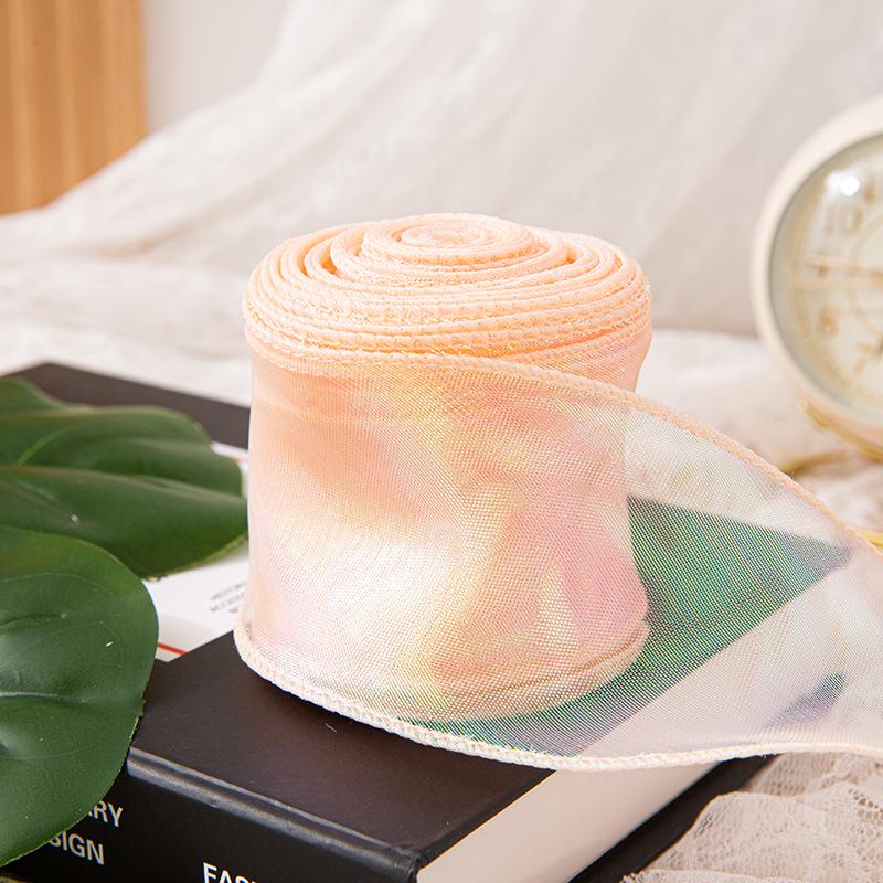 4cm x 10 Yards Iridescent Fishtail Yarn Ribbon, Polyester Lace Tulle for Floral Art & Baking.