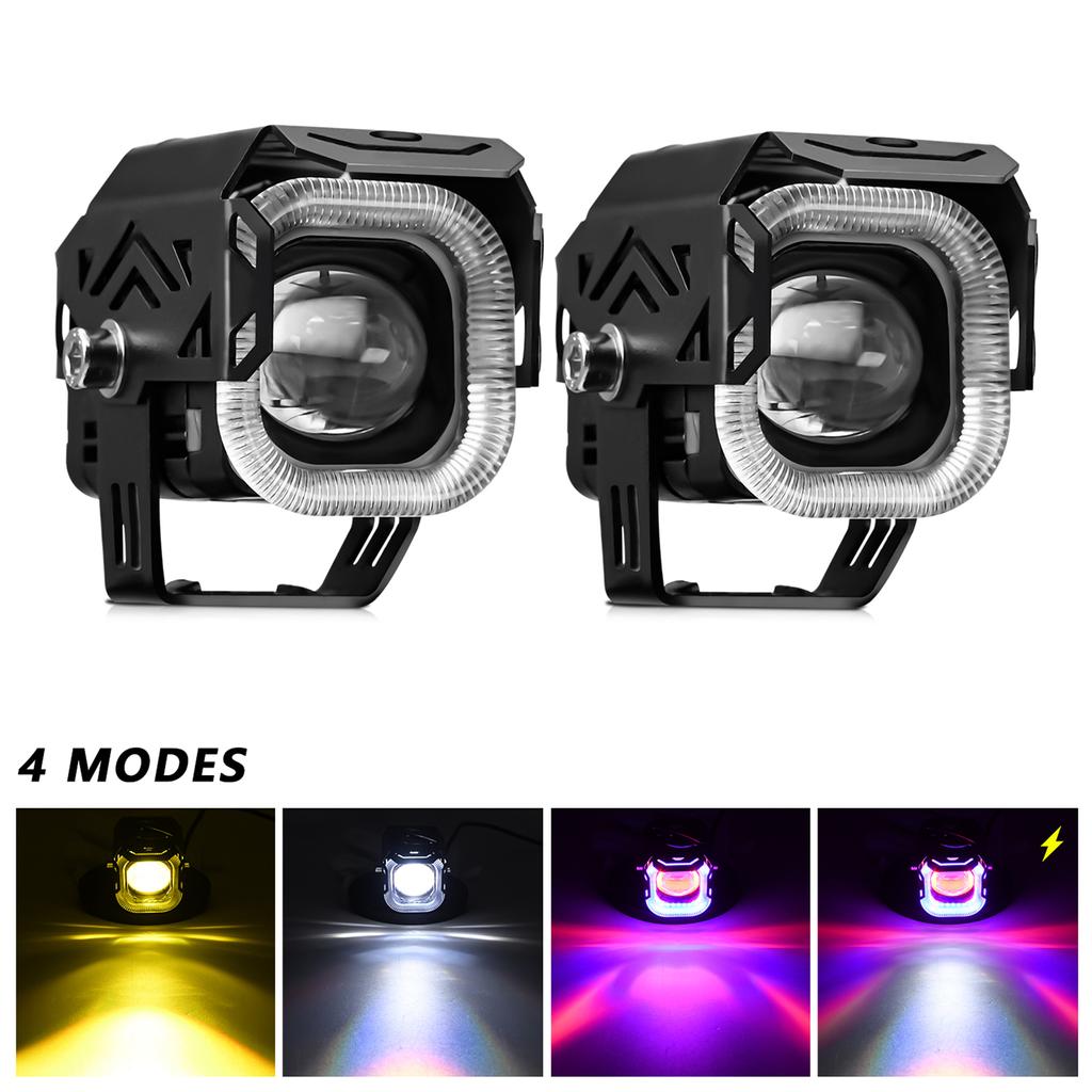 Motorcycle LED Driving Fog Lights, 60W 4000LM 4 Lighting Modes LED Auxiliary Lights IP68 Waterproof