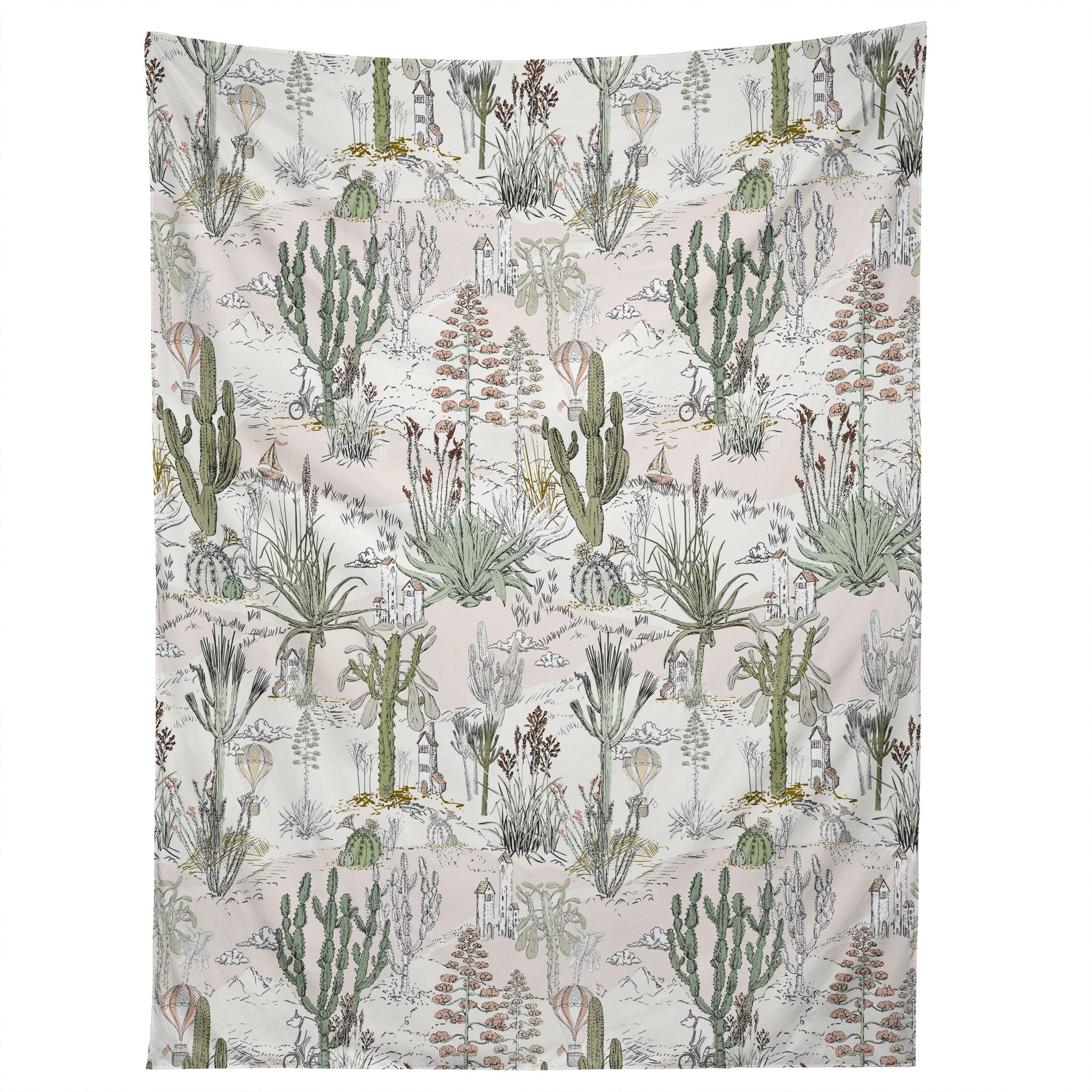 WHIMSICAL CACTUS LANDSCAPE AIRY tapestry 75x100 чёрный