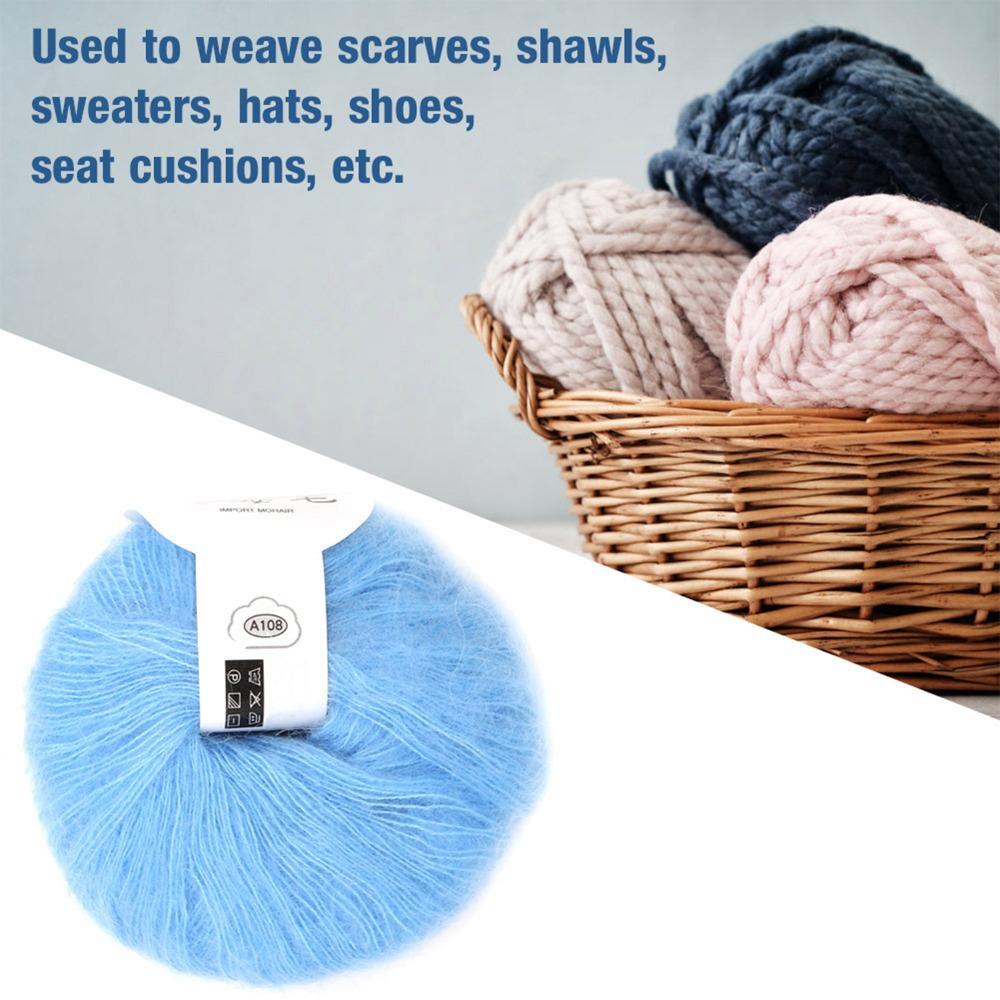 Soft Texture Angora Wool Yarn Light Blue Color Knitting Yarn Long Wool Yarn For DIY Knitting