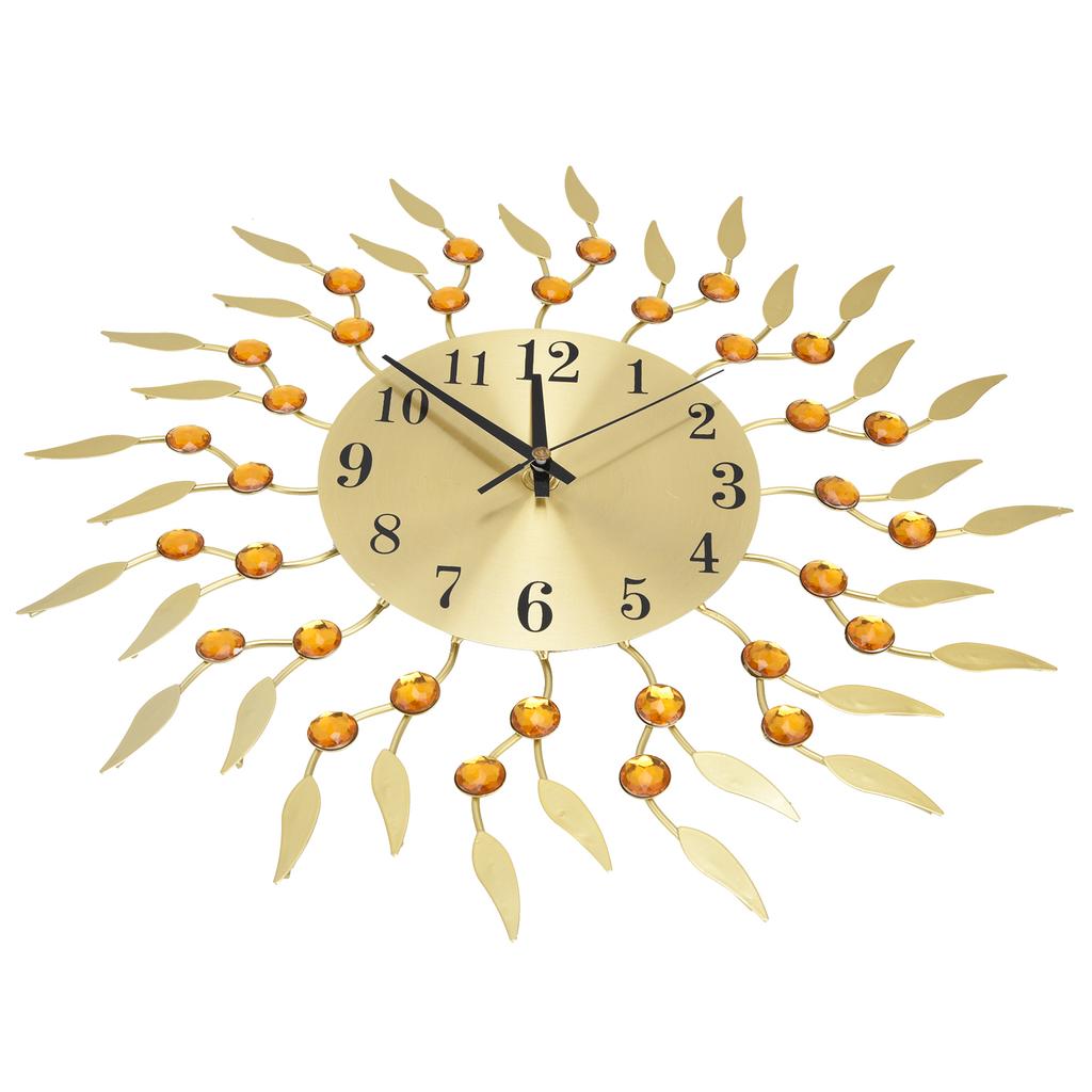 Wall Clock Flower Iron Mute Quartz Hanging Decorative Clock for Living Room Decoration