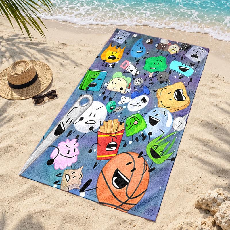BFDI Characters Microfiber Beach Towel Quick Dry Sand Free Lightweight Beach Towels for Travel Swimming Camping
