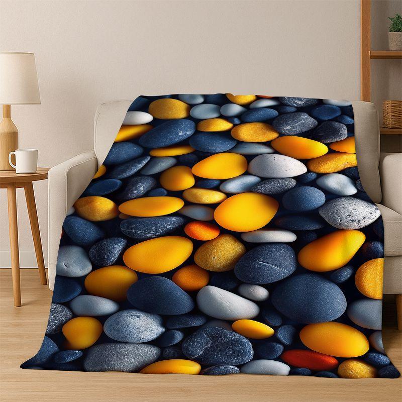 Cobblestone Stone Natural Scenery Flannel Blanket Soft Warm Throw Blanket for Bedroom Living Room Bed Travel Camping Picnic Gift