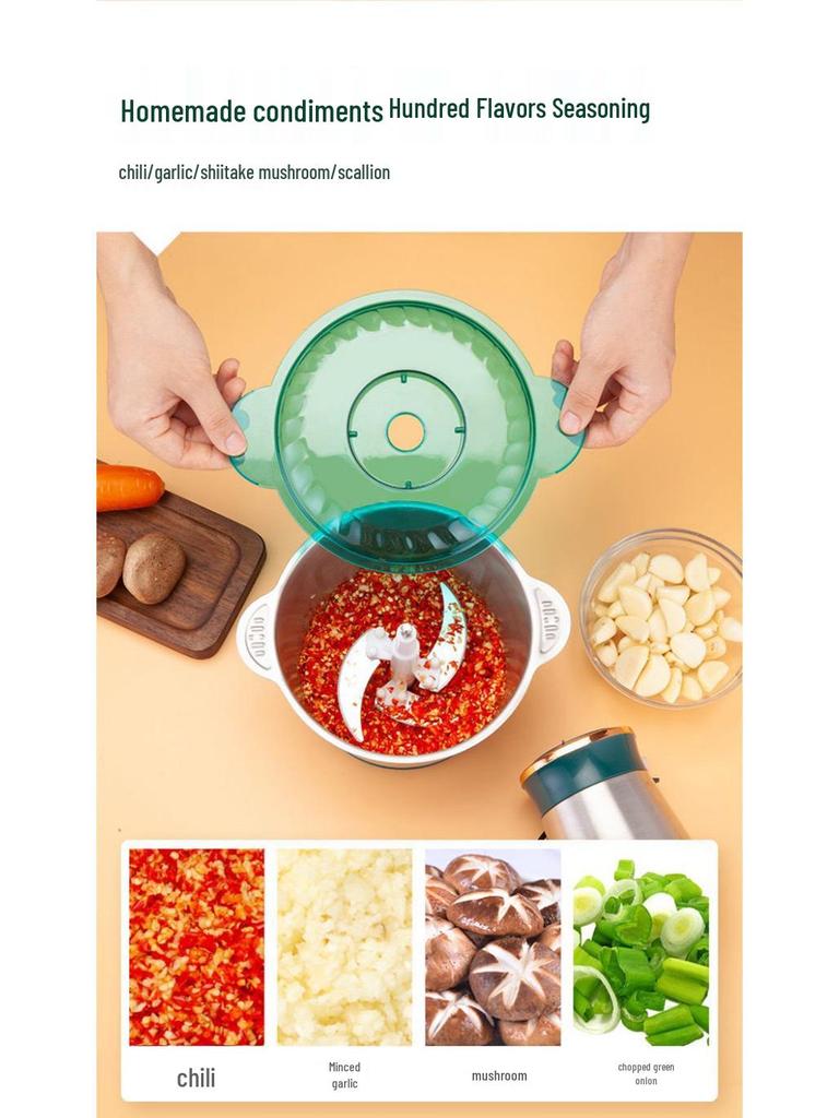 Stainless Steel Electric Meat Grinder & Food Processor - Large Capacity, Multifunctional for Baby Food, Garlic, and More