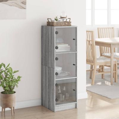 Highboard with Glass Doors Grey Sonoma 35 X 37 X 109 Cm