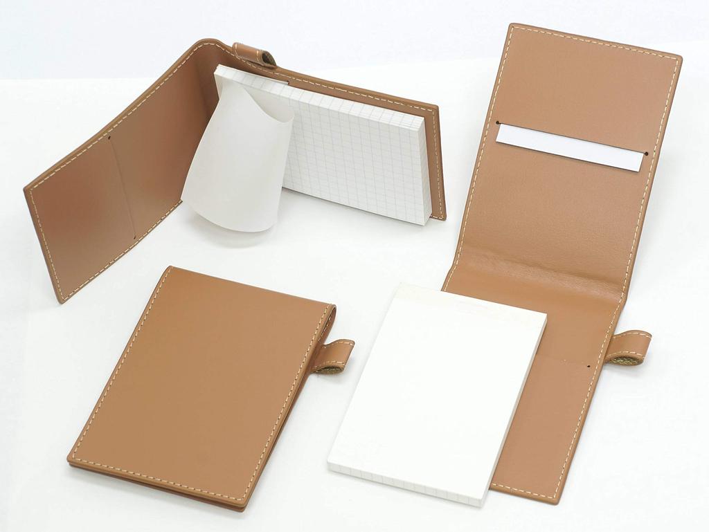 Recycled Cowhide Mini Notebook Cover In Mocha with Slim Rotating Ballpoint Pen Set (Blue) (T23-LS022P-M-PD04-L)