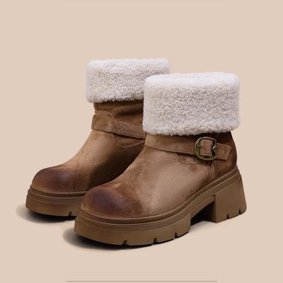 Thick-soled Non-slip Martin Boots Women's 2025 New Winter Korean Version Thin Thermal Cotton Shoes Women's Fashion Snow Boots