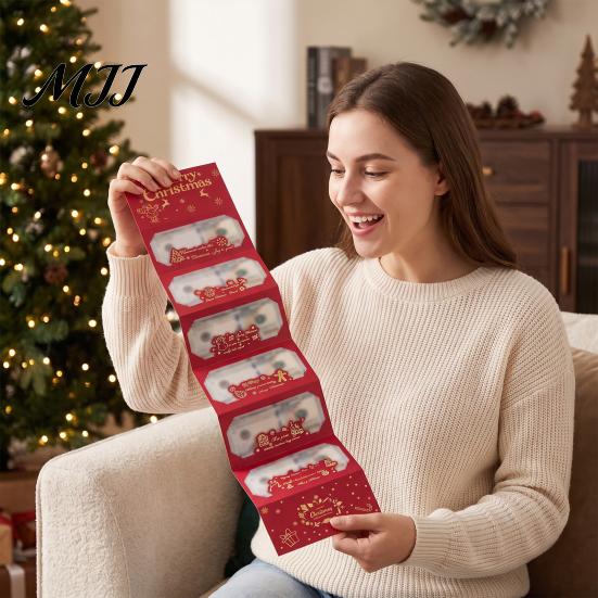 Christmas Gift Giving Supplies Money Card Holder with 6 Slots, Santa/Elk/Tree Theme Cash Box for Santa Claus Bills And Cards, Festive Cardboard
