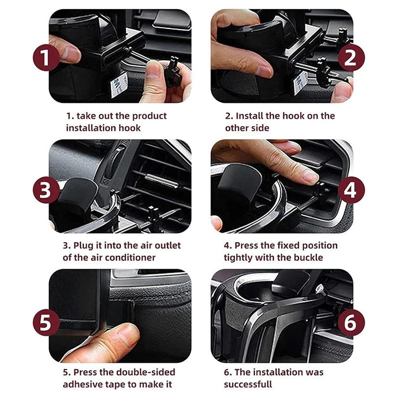 2 in 1 Car Cup Holder Phone Holder for Air Vent Multifunctional Beverage Stand Adjustable Organizer for Road Trips and Commuting