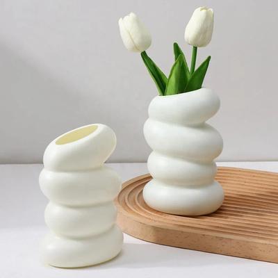 1 Stück Kunststoff Spiral Weiße Vase Nordisch Kreativ Blumenarrangement Behälter Für Küche Wohnzimmer Schlafzimmer Heimdekoration Ornament