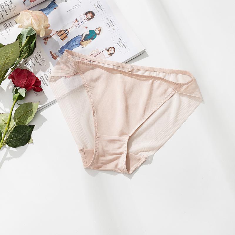 1 Pc Low Waist Sexy Lace Triangle Briefs Silky Smooth and High Elasticity Silk Home Underwear Briefs
