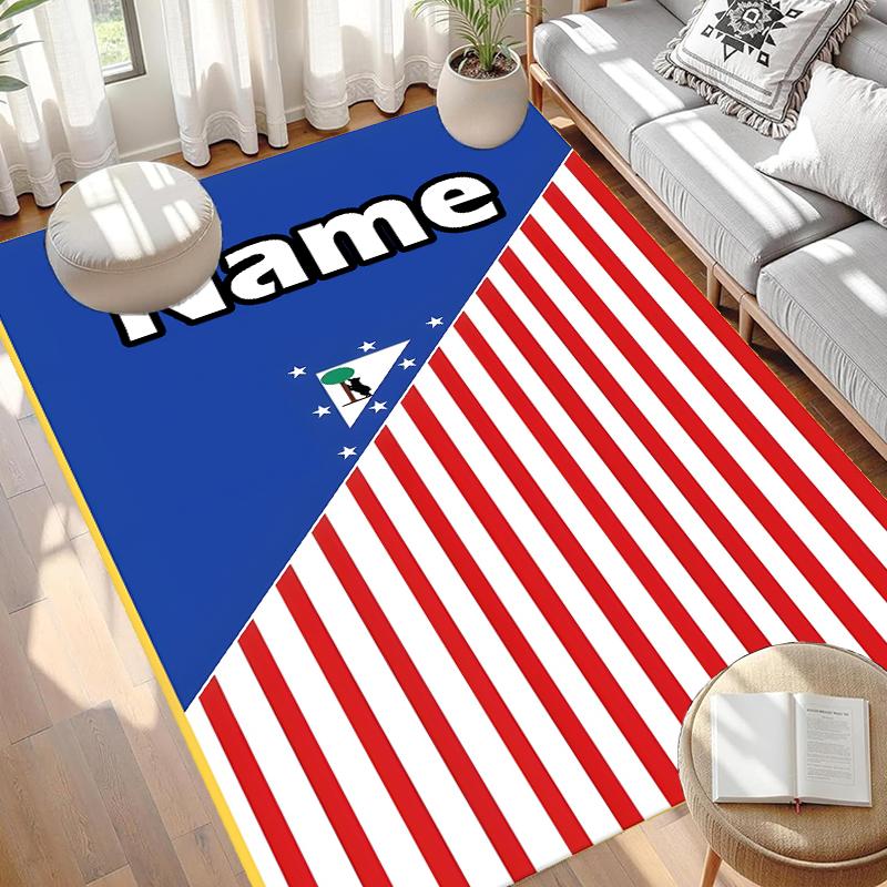 Custom Name Personalized Football Team Print Carpet, Versatile Home Decor Rug, for Playroom, Apartment, Balcony, Entryway, Hallway Gift