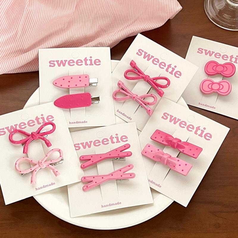 2Pcs Cute  Bowknot Hairpin For Women Girls Sweet Versatile Hair Accessories Headwear Diy Hair Styling Tools Gifts