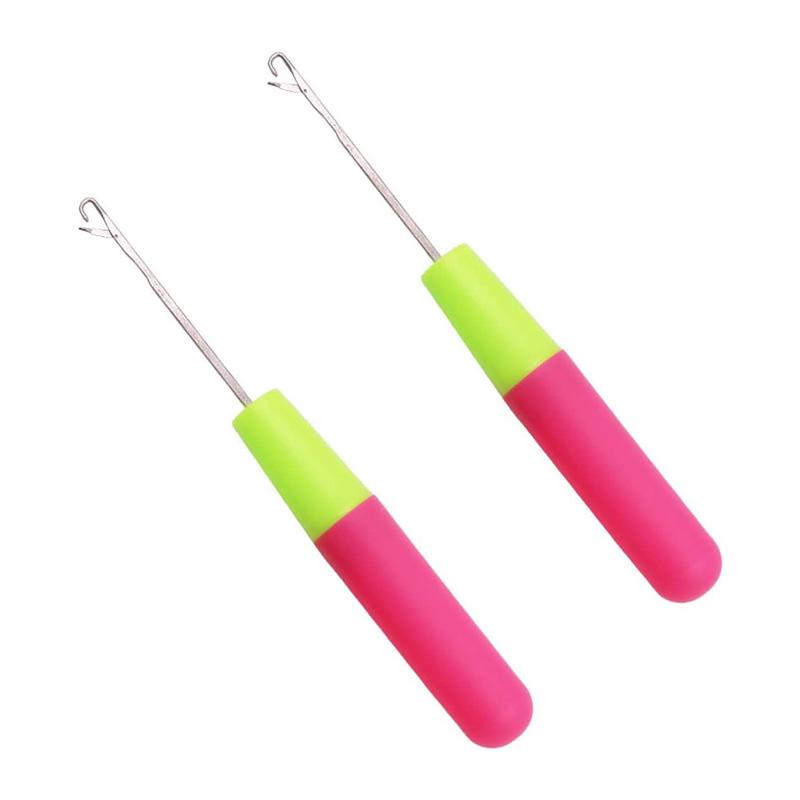 2Pcs Plastic Handle Crochet Needle Set Latch Crochet Hooks Crochet Needle Hair Latch Needle Hook for DIY Craft Braiding Tool