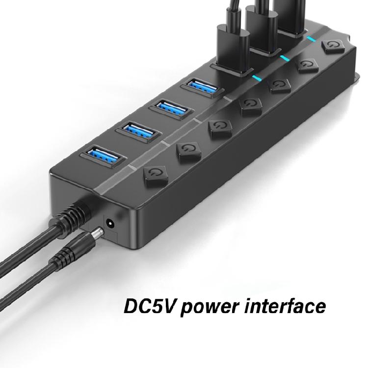 7/4 Port USB Hub With Extension Cable, USB Extension Hub Individual Controls, Wide Compatibility for Quick Data Transfer