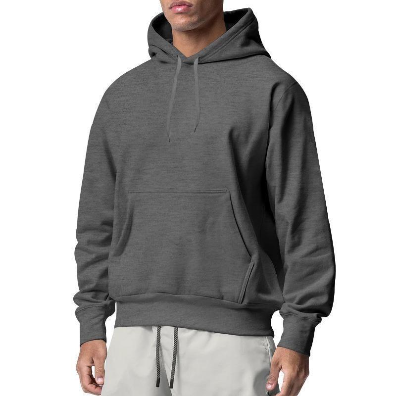 Mens Solid Fleece Hooded Sweatshirt Casual Loose Sports Long Sleeve Pullover